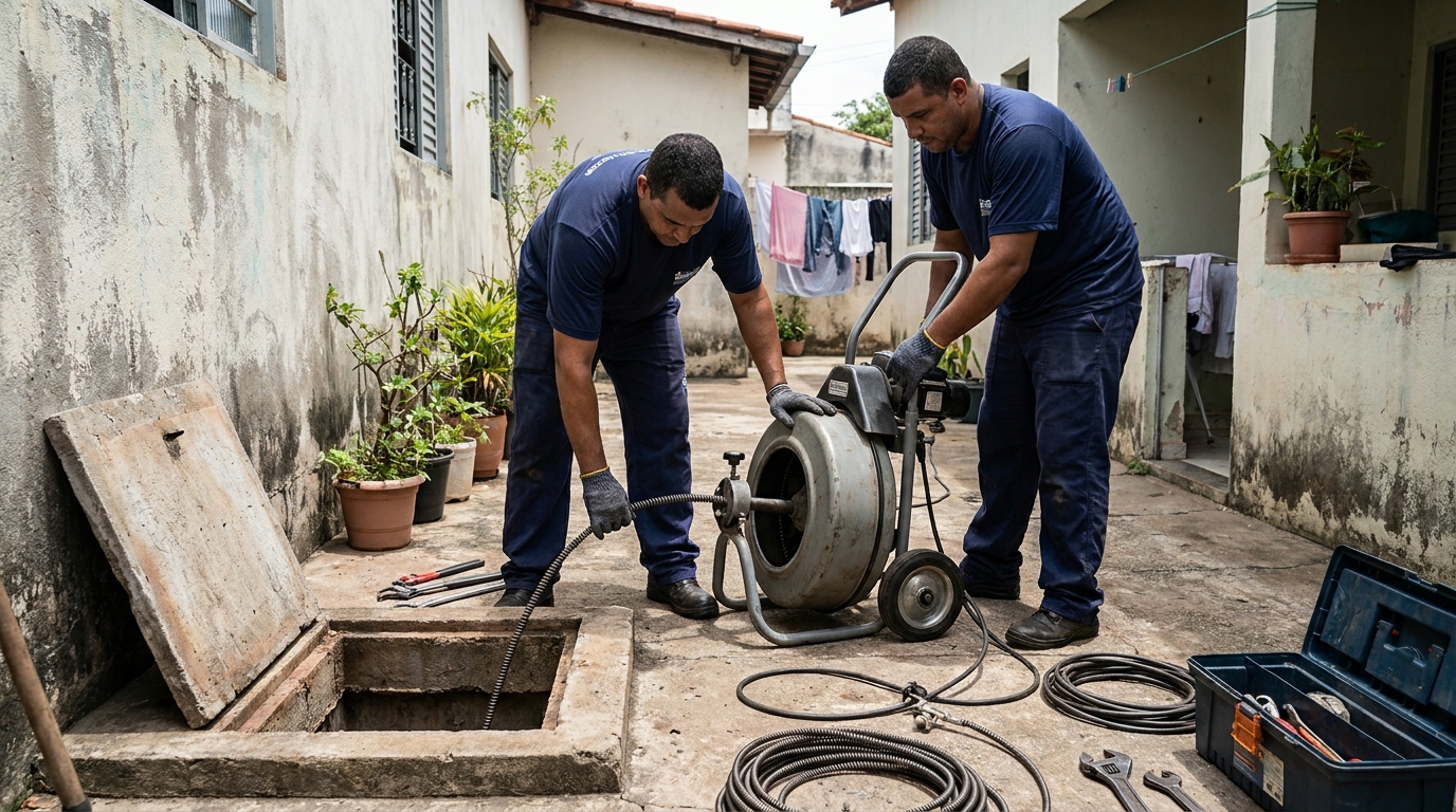 Desentupimento de rede de esgoto em Betim‑MG